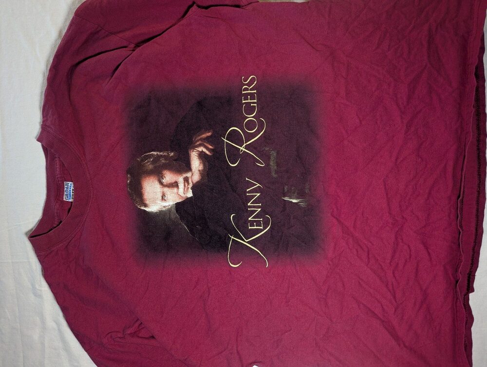 Active Wear Burgundy Kenny Rogers Graphic T-Shirt XL Cotton